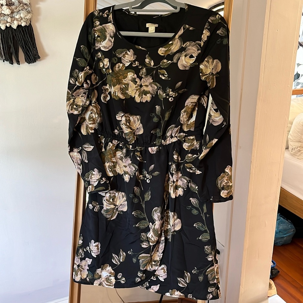 J Crew floral long sleeve dress